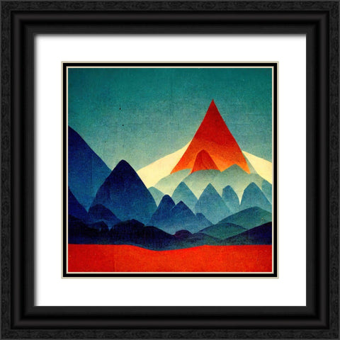 Rainbow Volcano 6 Black Ornate Wood Framed Art Print with Double Matting by Screendoor