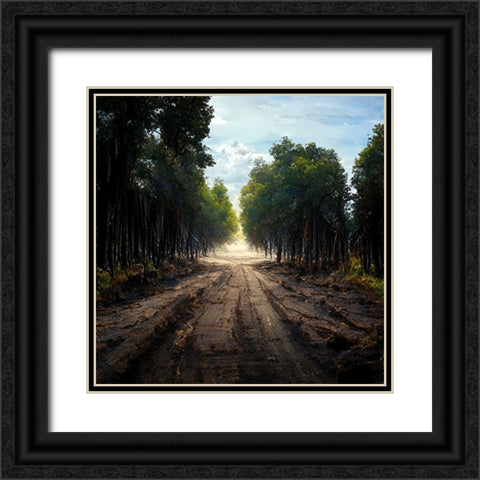 Road in the Woods 10 Black Ornate Wood Framed Art Print with Double Matting by Screendoor