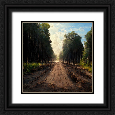 Road in the Woods 2 Black Ornate Wood Framed Art Print with Double Matting by Screendoor