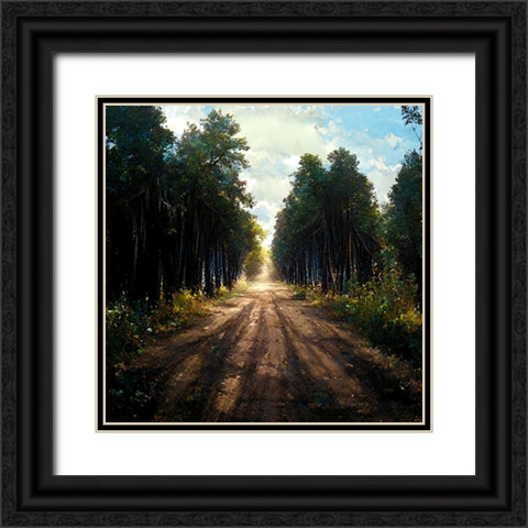 Road in the Woods 5 Black Ornate Wood Framed Art Print with Double Matting by Screendoor