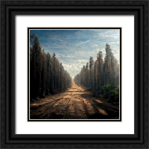 Road in the Woods 9 Black Ornate Wood Framed Art Print with Double Matting by Screendoor