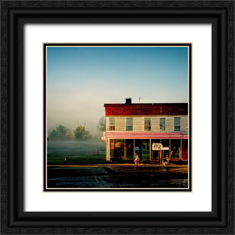Small Town Morning 2 Black Ornate Wood Framed Art Print with Double Matting by Screendoor