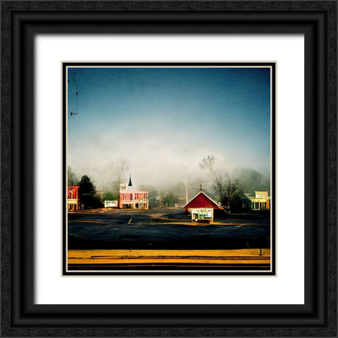 Small Town Morning 3 Black Ornate Wood Framed Art Print with Double Matting by Screendoor