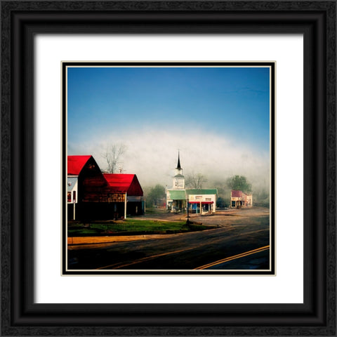 Small Town Morning 4 Black Ornate Wood Framed Art Print with Double Matting by Screendoor