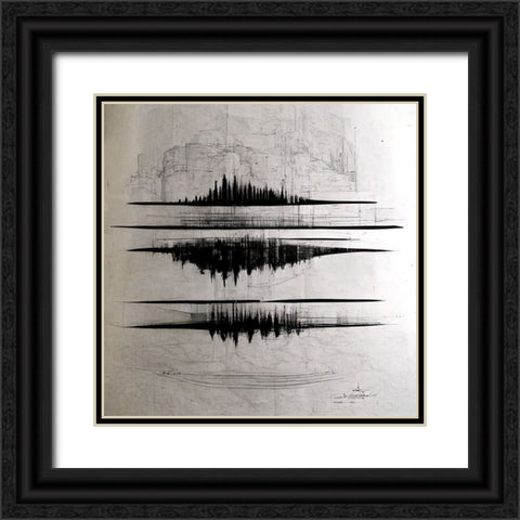Waveform 1 Black Ornate Wood Framed Art Print with Double Matting by Screendoor