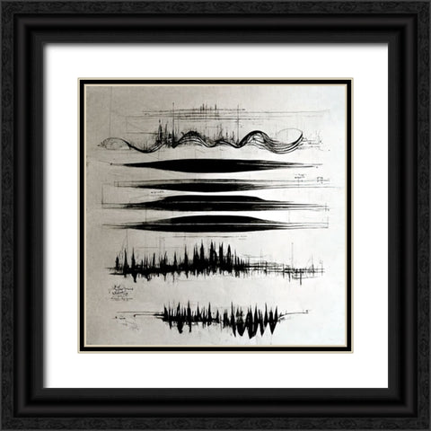 Waveform 4 Black Ornate Wood Framed Art Print with Double Matting by Screendoor
