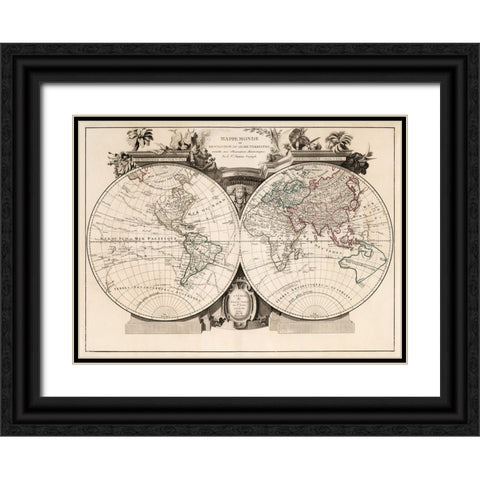 Description Du Globe Terrestre - 1784 Black Ornate Wood Framed Art Print with Double Matting by CAG