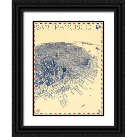 Map of San Francisco - 1912 Black Ornate Wood Framed Art Print with Double Matting by CAG