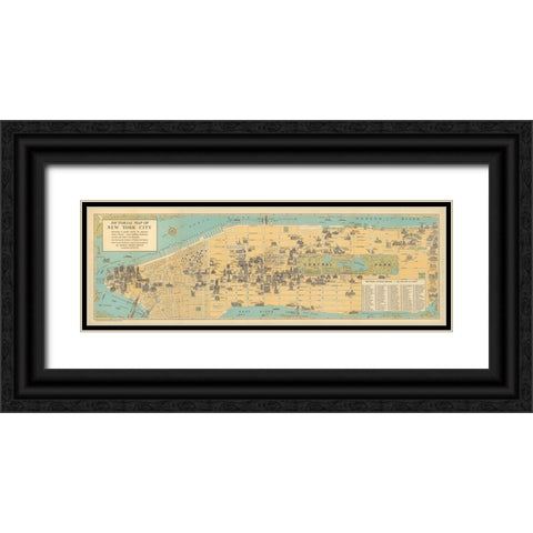 Map of New York City, 1926 Black Ornate Wood Framed Art Print with Double Matting by CAG