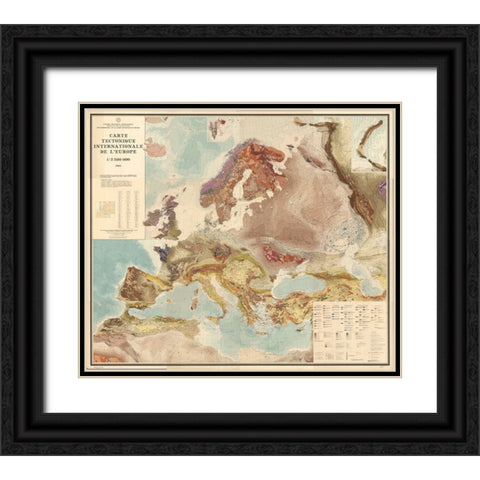 Geological Map of the World - 1962 Black Ornate Wood Framed Art Print with Double Matting by CAG