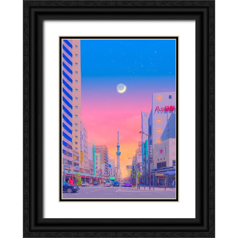 City Pop - Tokyo Black Ornate Wood Framed Art Print with Double Matting by Orozco, Danner