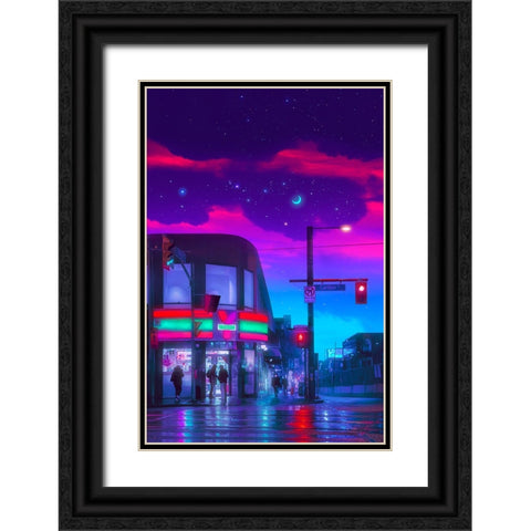 Neon Store Black Ornate Wood Framed Art Print with Double Matting by Orozco, Danner