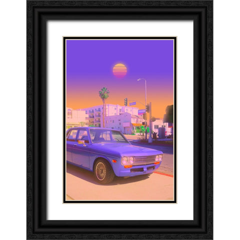 Retrowave 90s Black Ornate Wood Framed Art Print with Double Matting by Orozco, Danner
