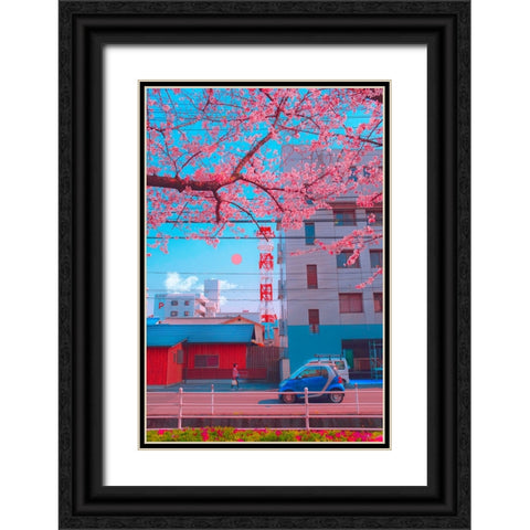 Sakura City Black Ornate Wood Framed Art Print with Double Matting by Orozco, Danner