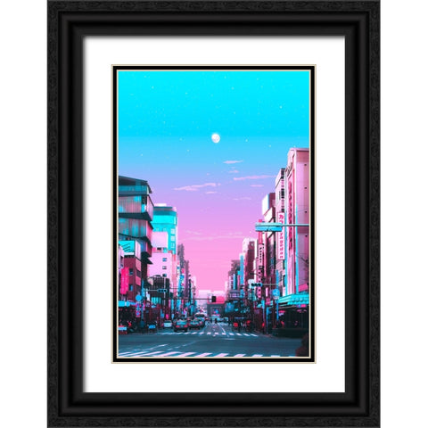 Tokyo Pastel City Black Ornate Wood Framed Art Print with Double Matting by Orozco, Danner