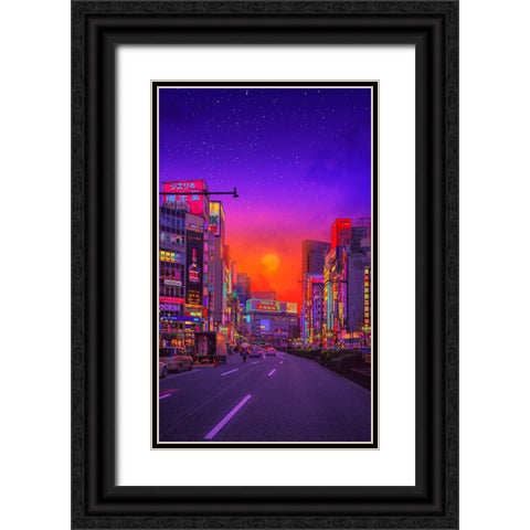 Tokyo Sunset Black Ornate Wood Framed Art Print with Double Matting by Orozco, Danner