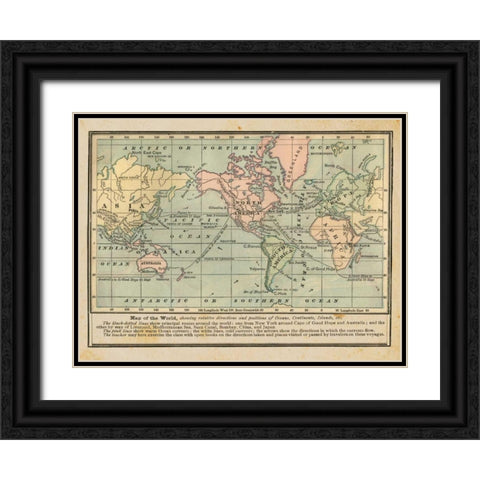 World Map I Black Ornate Wood Framed Art Print with Double Matting by Babbit, Gwendolyn