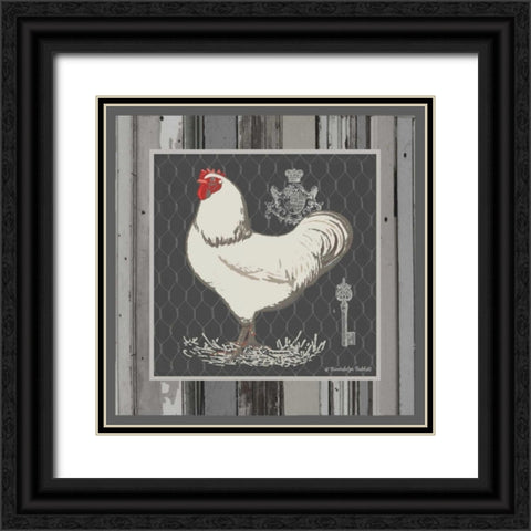White Rooster Black Ornate Wood Framed Art Print with Double Matting by Babbit, Gwendolyn