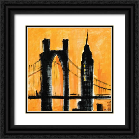 Amber Cityscape Black Ornate Wood Framed Art Print with Double Matting by Brent, Paul