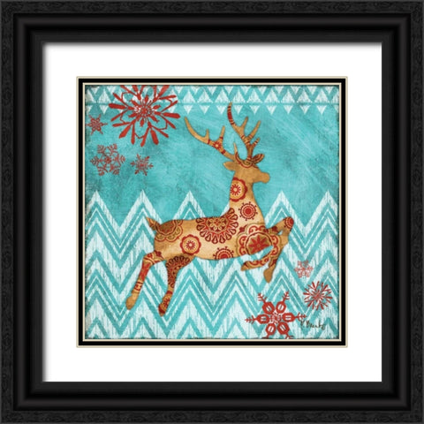 Ice Reindeer Dance I Black Ornate Wood Framed Art Print with Double Matting by Brent, Paul