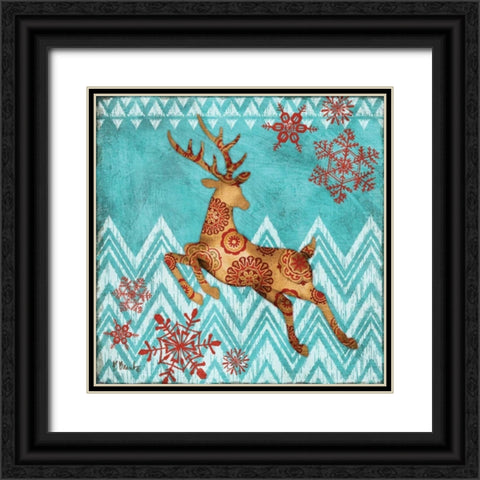 Ice Reindeer Dance II Black Ornate Wood Framed Art Print with Double Matting by Brent, Paul