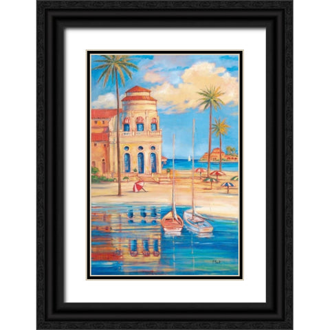 Beach Club I Black Ornate Wood Framed Art Print with Double Matting by Brent, Paul