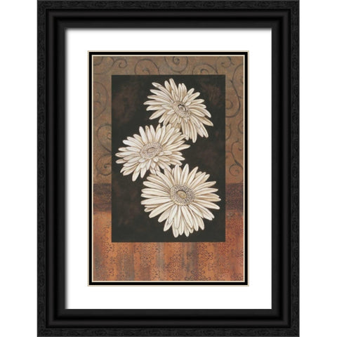 Santorini Daisies Black Ornate Wood Framed Art Print with Double Matting by Brent, Paul
