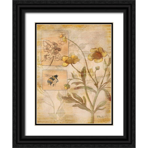 Flora Bumble Bee Black Ornate Wood Framed Art Print with Double Matting by Brent, Paul