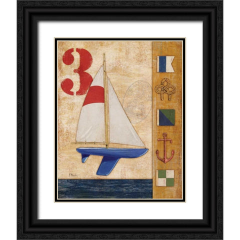 Model Yacht Collage II Black Ornate Wood Framed Art Print with Double Matting by Brent, Paul
