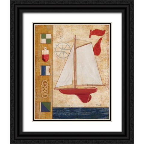 Model Yacht Collage III Black Ornate Wood Framed Art Print with Double Matting by Brent, Paul
