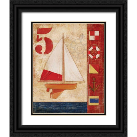 Model Yacht Collage IV Black Ornate Wood Framed Art Print with Double Matting by Brent, Paul