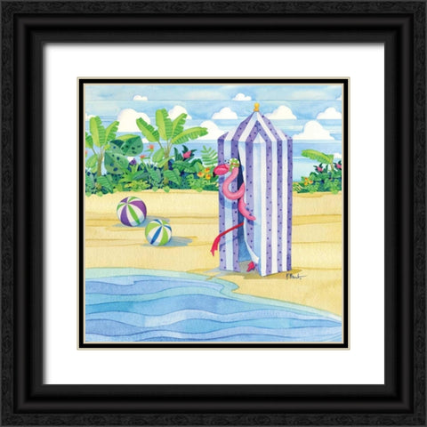 Cabana Flamingo Black Ornate Wood Framed Art Print with Double Matting by Brent, Paul
