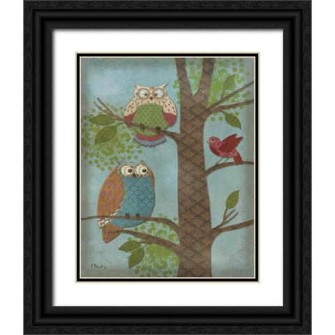 Fantasy Owls Vertical II Black Ornate Wood Framed Art Print with Double Matting by Brent, Paul
