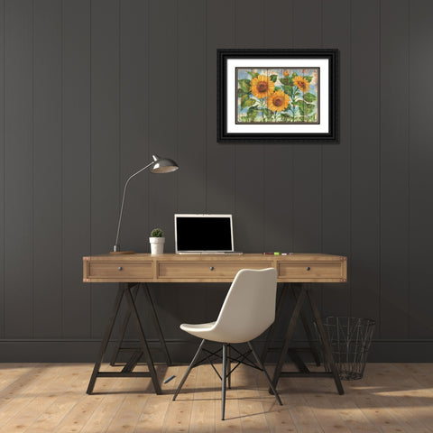Summer Sunflowers Black Ornate Wood Framed Art Print with Double Matting by Brent, Paul