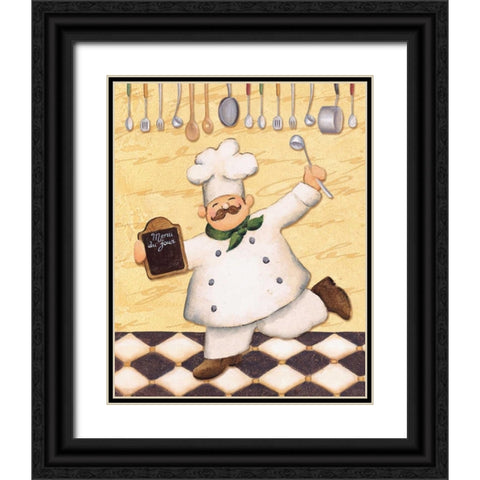 Le Chef et le Menu Black Ornate Wood Framed Art Print with Double Matting by Brissonnet, Daphne