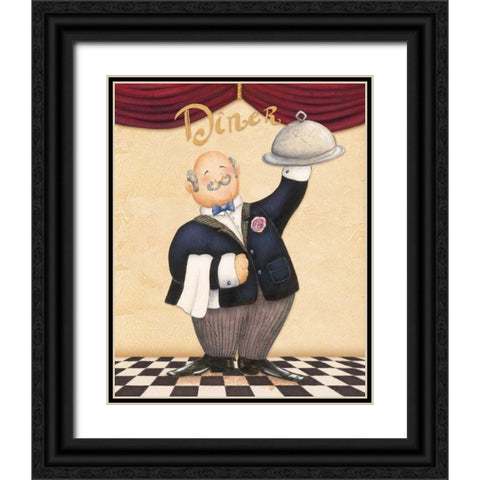 The Waiter - Diner Black Ornate Wood Framed Art Print with Double Matting by Brissonnet, Daphne