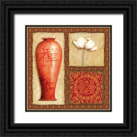 Oriental Collage IV Black Ornate Wood Framed Art Print with Double Matting by Corbin, Delphine