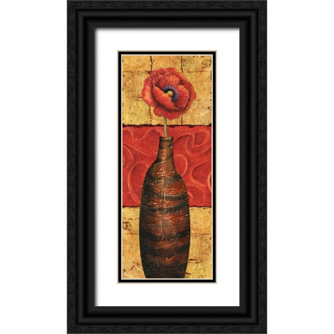 Fleur sur Tuiles I Black Ornate Wood Framed Art Print with Double Matting by Corbin, Delphine