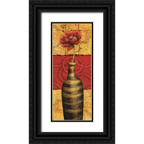 Fleur sur Tuiles II Black Ornate Wood Framed Art Print with Double Matting by Corbin, Delphine