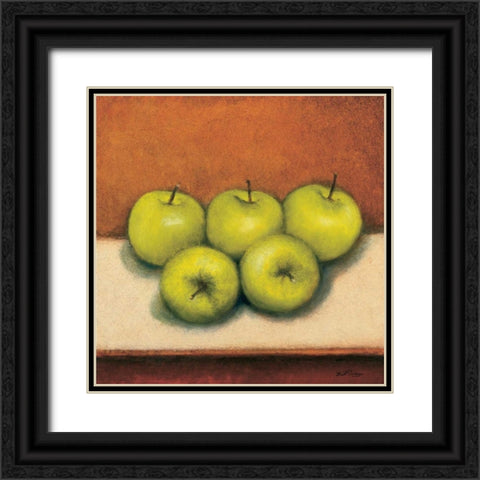 Granny Smith Apples Black Ornate Wood Framed Art Print with Double Matting by Creevy, Bill