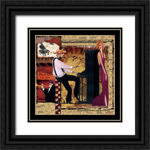 Jazz Piano Black Ornate Wood Framed Art Print with Double Matting by CW Designs Inc.