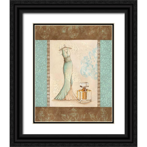 Aqua Fashion I Black Ornate Wood Framed Art Print with Double Matting by Devereux, Sophie