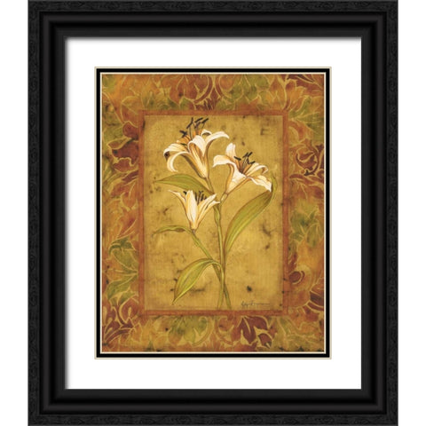 Garden Lilies II Black Ornate Wood Framed Art Print with Double Matting by Engman, Allyn