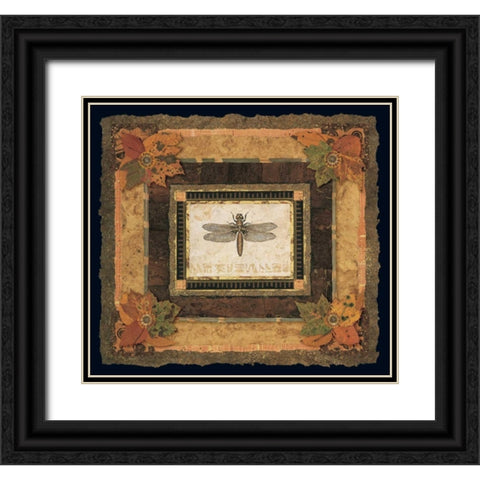 Dragonfly I Black Ornate Wood Framed Art Print with Double Matting by Gladding, Pamela