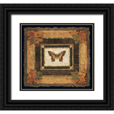 Butterfly II Black Ornate Wood Framed Art Print with Double Matting by Gladding, Pamela