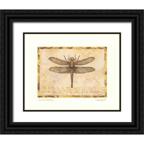 Dragonfly III Black Ornate Wood Framed Art Print with Double Matting by Gladding, Pamela
