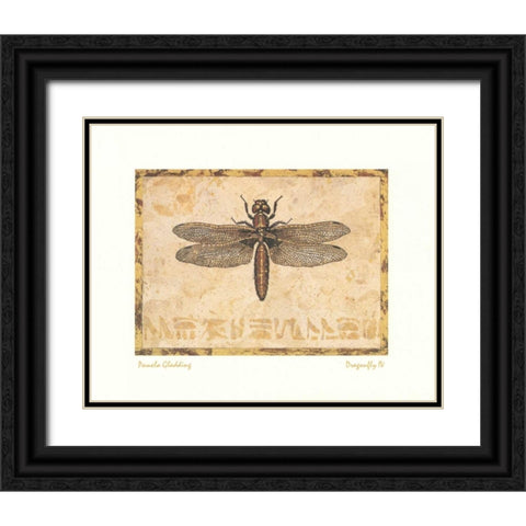 Dragonfly IV Black Ornate Wood Framed Art Print with Double Matting by Gladding, Pamela