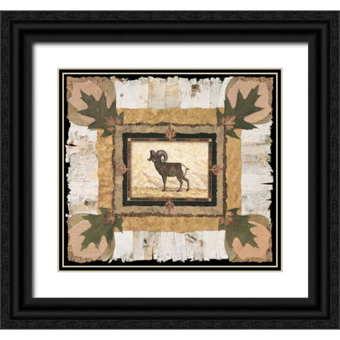 Big Horn Ram Black Ornate Wood Framed Art Print with Double Matting by Gladding, Pamela