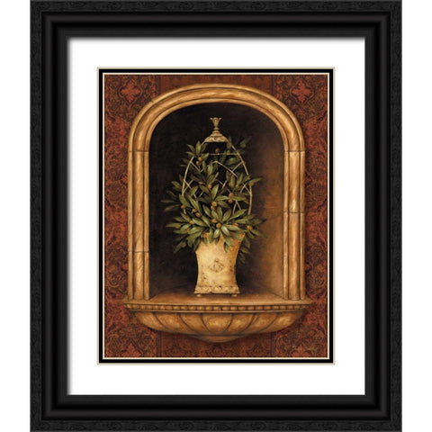 Olive Topiary Niches I Black Ornate Wood Framed Art Print with Double Matting by Gladding, Pamela
