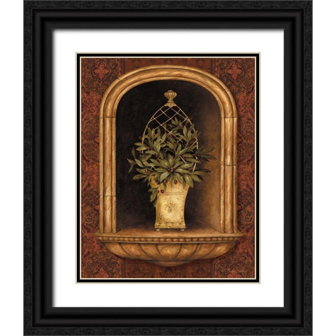 Olive Topiary Niches II Black Ornate Wood Framed Art Print with Double Matting by Gladding, Pamela